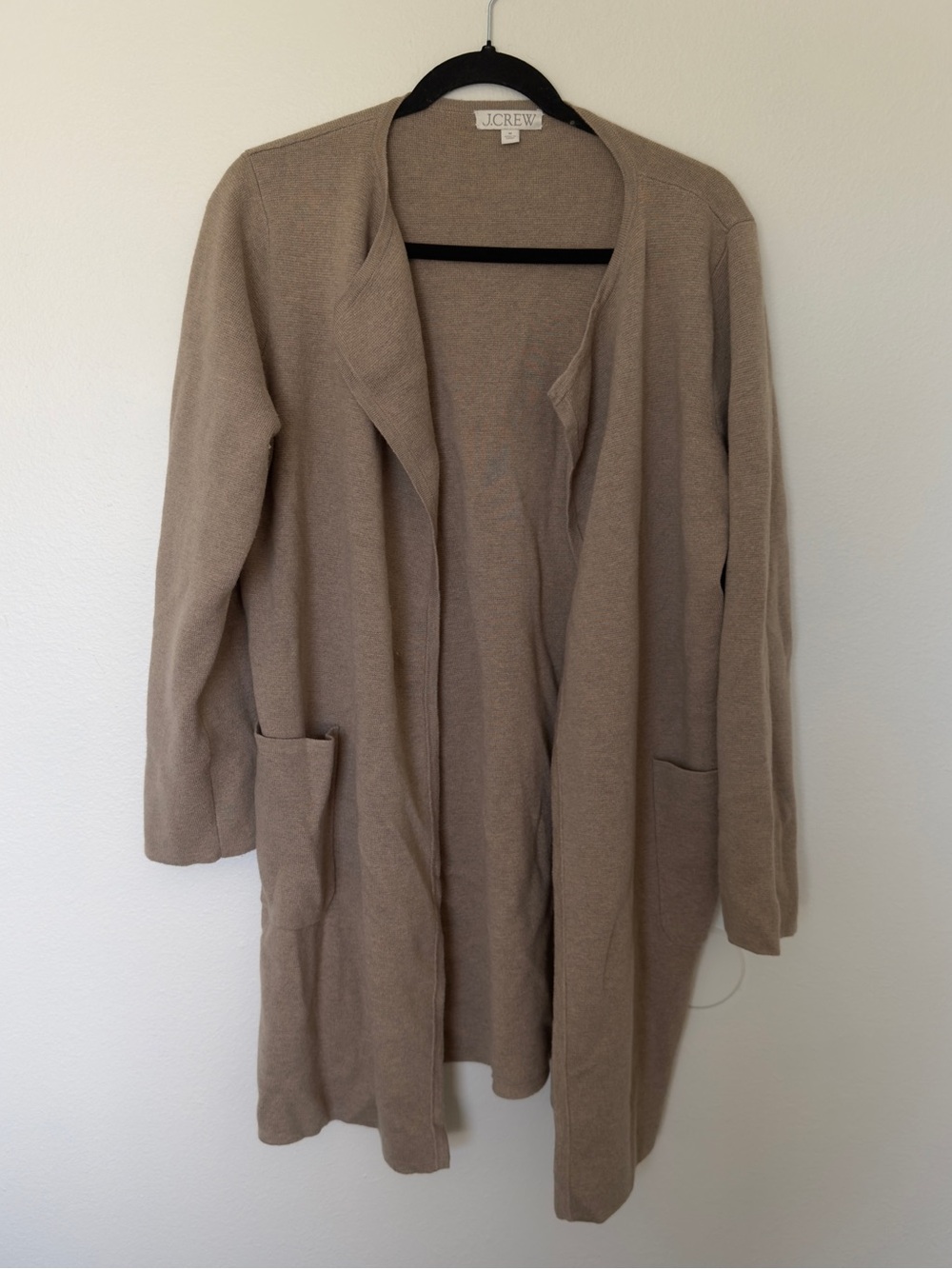 J. Crew Taupe Open-Front Long Cardigan